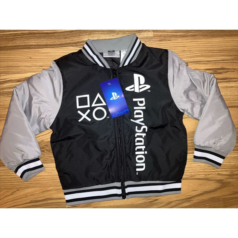 Sony Playstation Boys Black Bomber Jacket Size 4/5 Youth, NEW‎ With TAGS